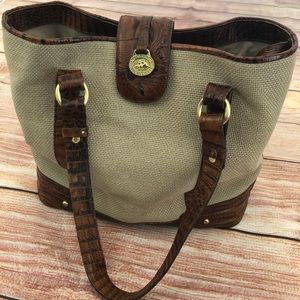 Brahmin Vintage Canvas & Leather Tote Bag